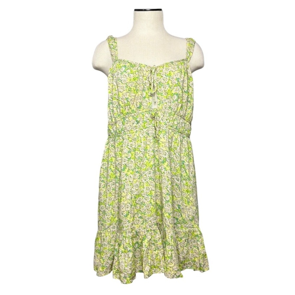 American Eagle Floral Mini Dress Women L Green Cottagecore Babydoll Playful